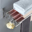 Suport pliabil pentru prosoape, din inox, cu 7 bare, 5 carlige, dimensiuni 12-35.5 cm x 58 cm x 14.5 cm, fixare pe perete, argintiu