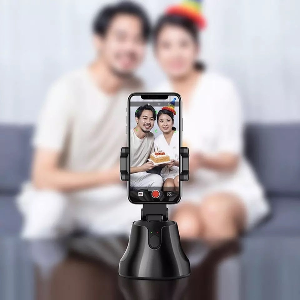 Suport rotativ automat OZ™, pentru telefon cu functie de urmarire automata a miscarii, ideal pentru Vlogging, Video Conferinte, Selfie, negru