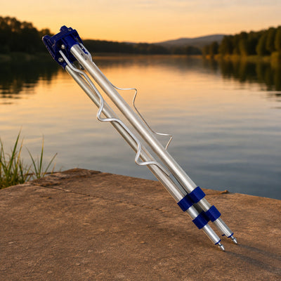 Suport Telescopic Pliabil pentru Lansete de Pescuit – imagine comercială în ambient