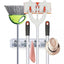 Suport universal multifunctional FOXMAG24® de perete pentru maturi si mopuri Broom Holder, 4 spatii si 5 carlige