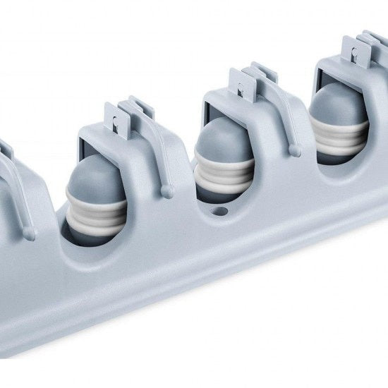 Suport universal multifunctional FOXMAG24® de perete pentru maturi si mopuri Broom Holder, 4 spatii si 5 carlige