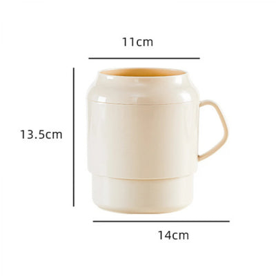 Suport ustensile bucatarie cu scurgere de tip cana, dimensiuni 13.5 cm x 11 cm, 14 cm, bej