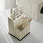Suport ustensile bucatarie, recipient cutite, cu 3 compartimente, din plastic, dimensiuni 21 x 16 x 15 cm, alb