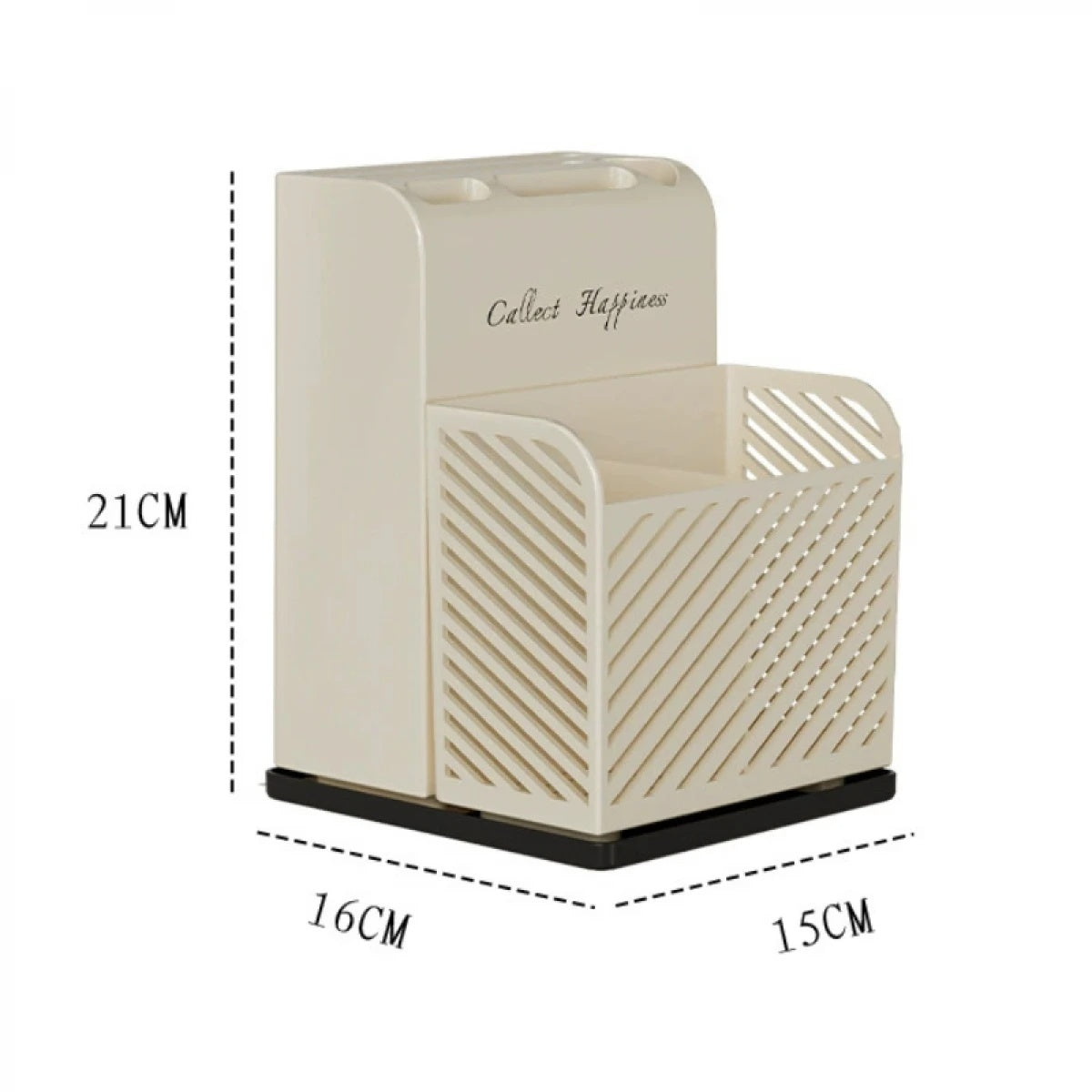 Suport ustensile bucatarie, recipient cutite, cu 3 compartimente, din plastic, dimensiuni 21 x 16 x 15 cm, alb
