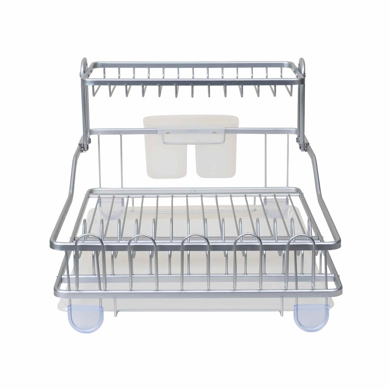 Suport vase cu tava din plastic si suport tacamuri 55x35x28 cm pentru uscare rapida