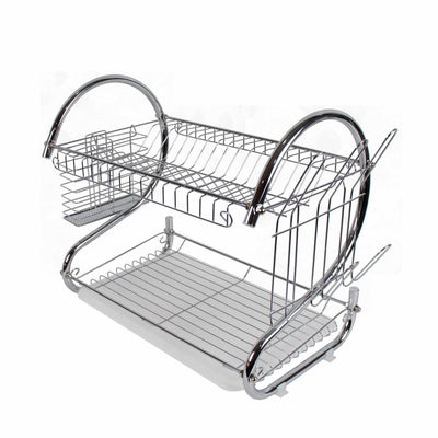 Suport vase etajat cromat, 2 niveluri, 27x39x39 cm, inox si plastic