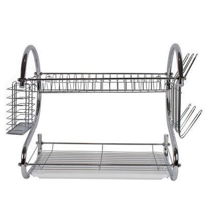 Suport vase etajat cromat, 2 niveluri, 27x39x39 cm, inox si plastic