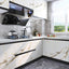 Tapet 3D autoadeziv, tip marmura, waterproof, adeziv puternic, usor de montat, pentru blaturi de bucatarie, mobilier, alb
