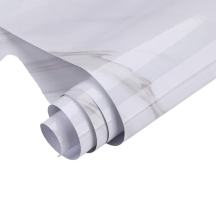 Tapet 3D autoadeziv, tip marmura, waterproof, adeziv puternic, usor de montat, pentru blaturi de bucatarie, mobilier, alb/negru