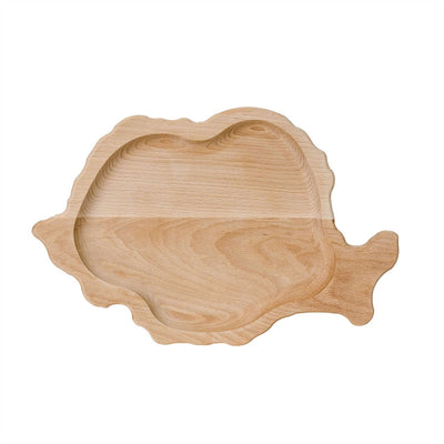 Tava din lemn de fag pentru servire, 39x27 cm, forma asimetrica