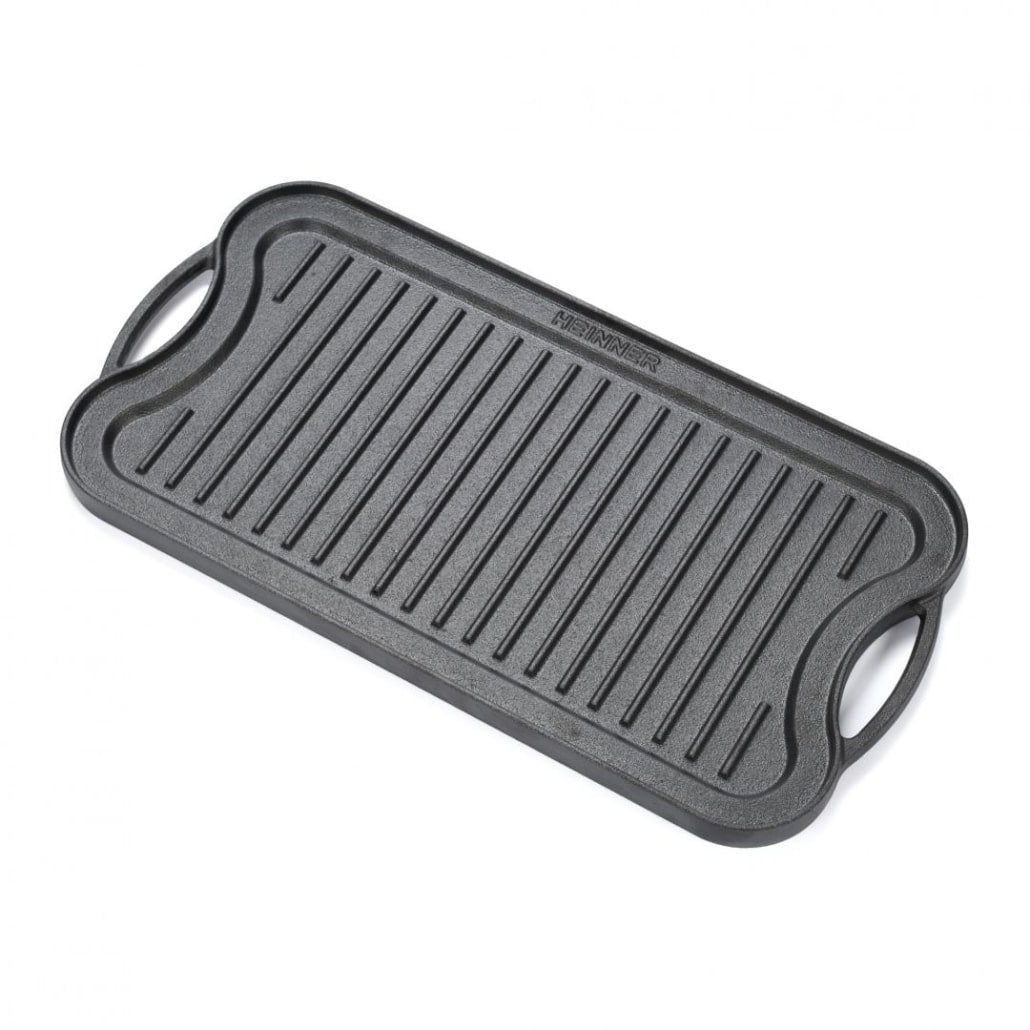 Tava grill din fonta 51x26x2.5 cm, reversibila, compatibila cu toate plitele