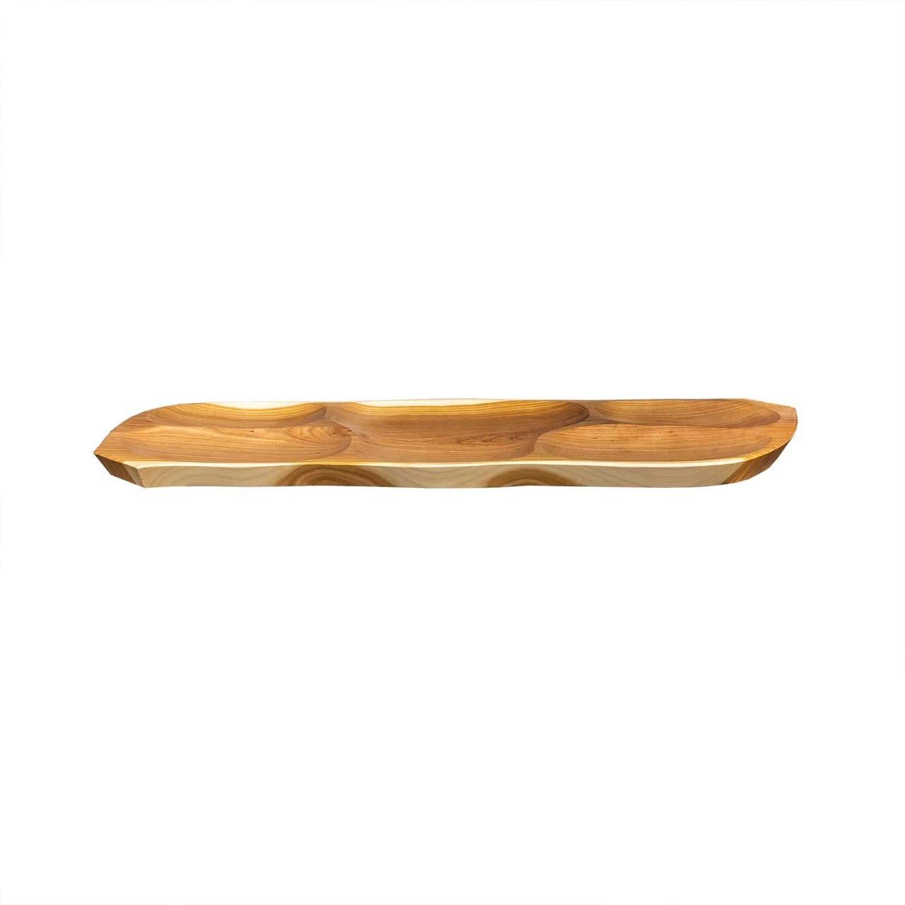 Tava lemn arin cu 5 compartimente, 63x28 cm, bej, pentru servire