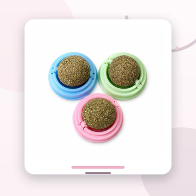Jucărie Interactivă pentru Pisici, Minge Rotativă 360° cu Catnip Natural, Suport Autoadeziv și Capac, Multicolor – imagine 2