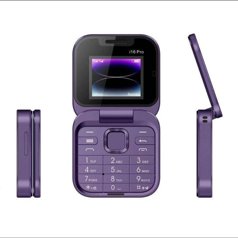 Telefon mobil mini cu ecran dublu, butoane mari, lanterna LED, camera foto, 2 x Nano SIM, player muzical, radio, mov