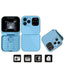 Telefon mobil mini cu ecran dublu, butoane mari, lanterna LED, camera foto, 2 x Nano SIM, player muzical, radio, albastru