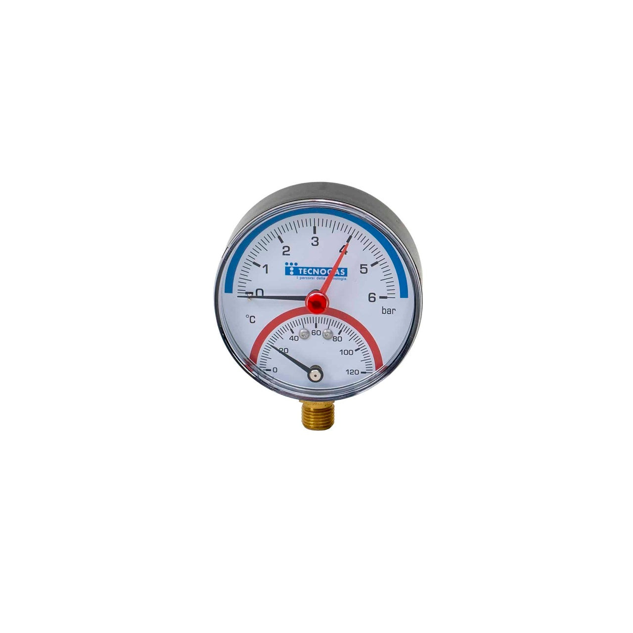 Termomanometru radial 1/2"", presiune max 6 bar, cadran 8 cm