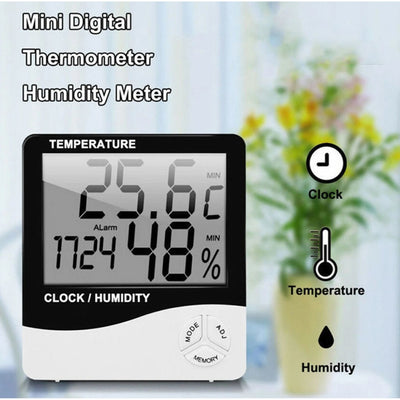 Termometru Meteo FOXMAG24® profesional cu Higrometru Digital Interior si Exterior, Display LCD, Design Slim, Ceas, Valori Min/Max