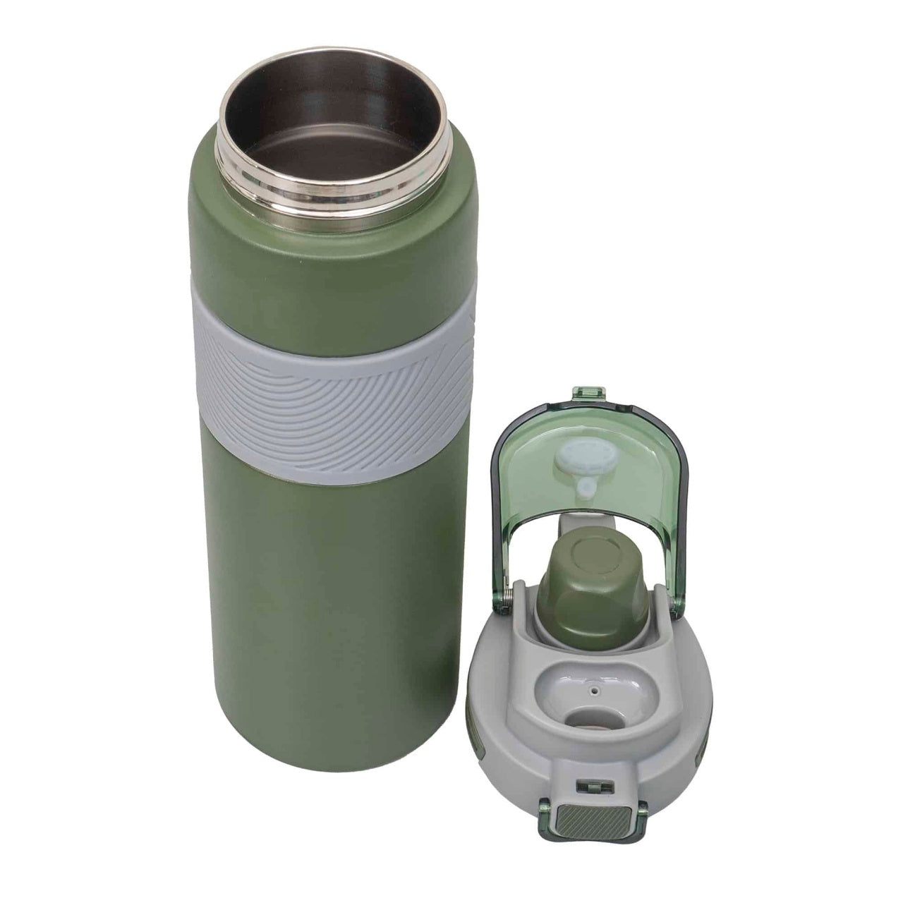 Termos 2 in 1 cu pai, interior inox, 800ml, verde