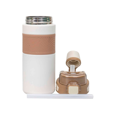 Termos 2 in 1 cu pai, interior inox, capacitate 600ml, culoare alba
