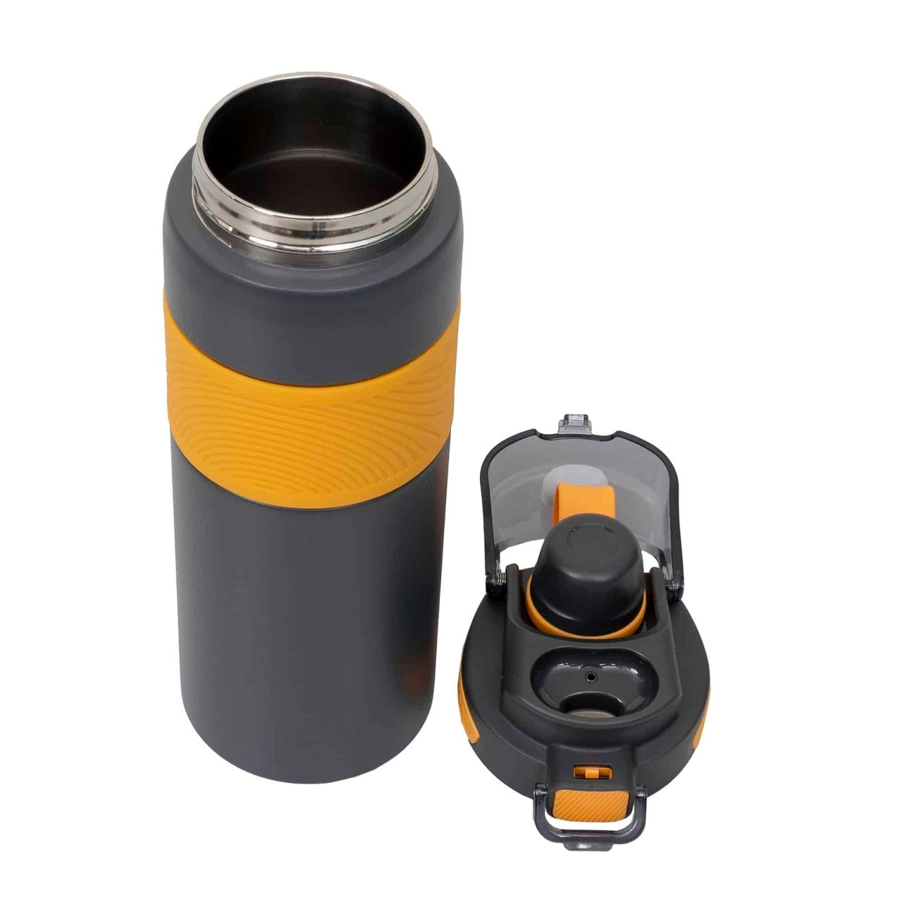 Termos 2 in 1 cu pai, interior inox, capacitate 800ml, portocaliu