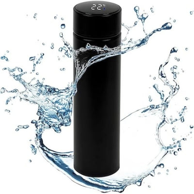Termos cu afisaj temeperatura, din otel, capacitate 500 ml, cu display LED, negru