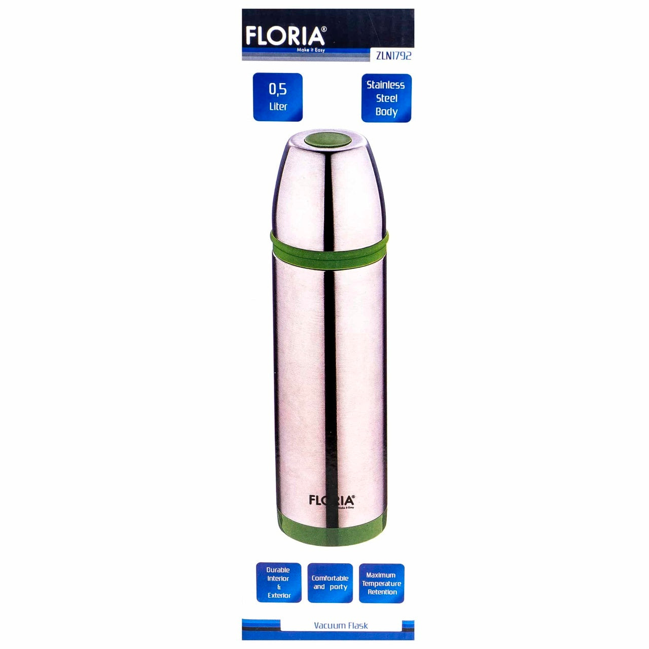 Termos inox 0.5L cu capac pahar si buton antiscurgere, pastreaza temperatura 24h
