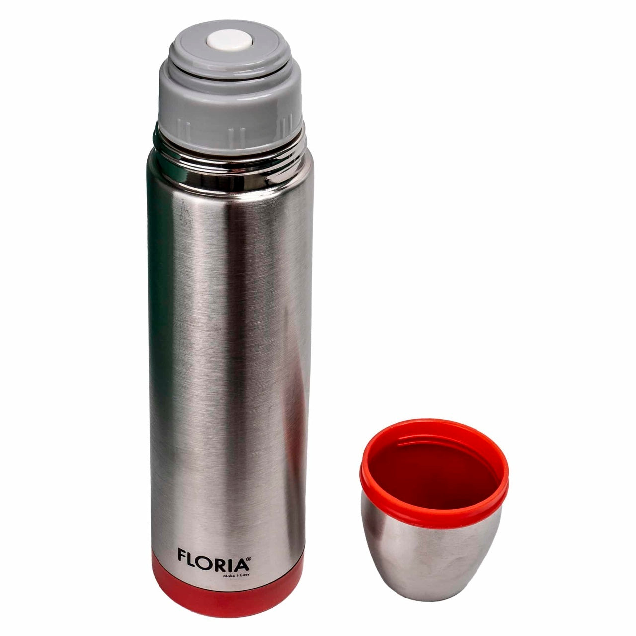 Termos inox 1L cu capac pahar si buton antiscurgere, retine temperatura 24h