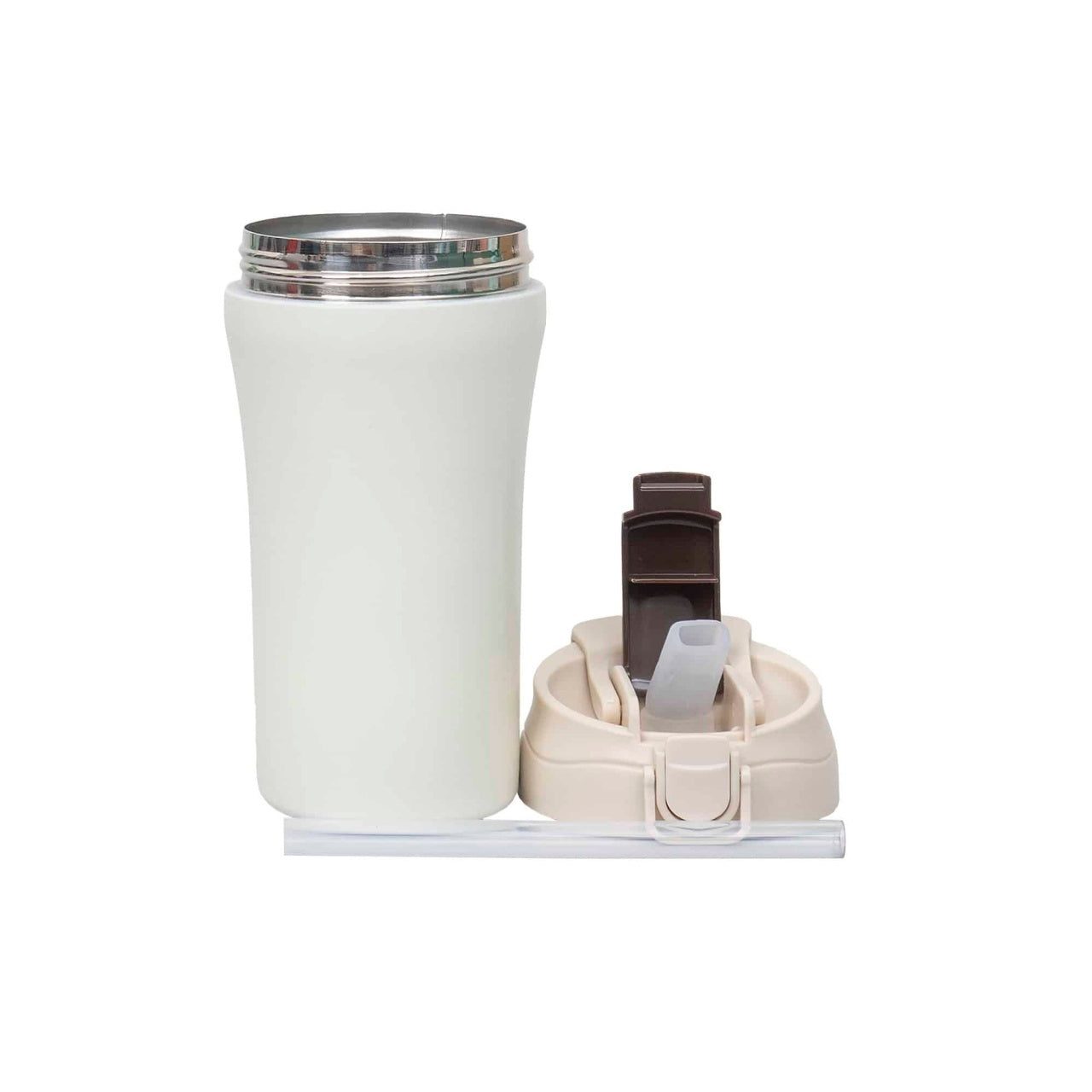 Termos inox 400ml cu inchidere ermetica si pai, alb