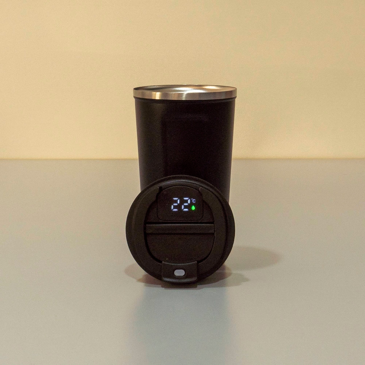 Termos interior inox 380ml cu indicator temperatura si inchidere ermetica, negru