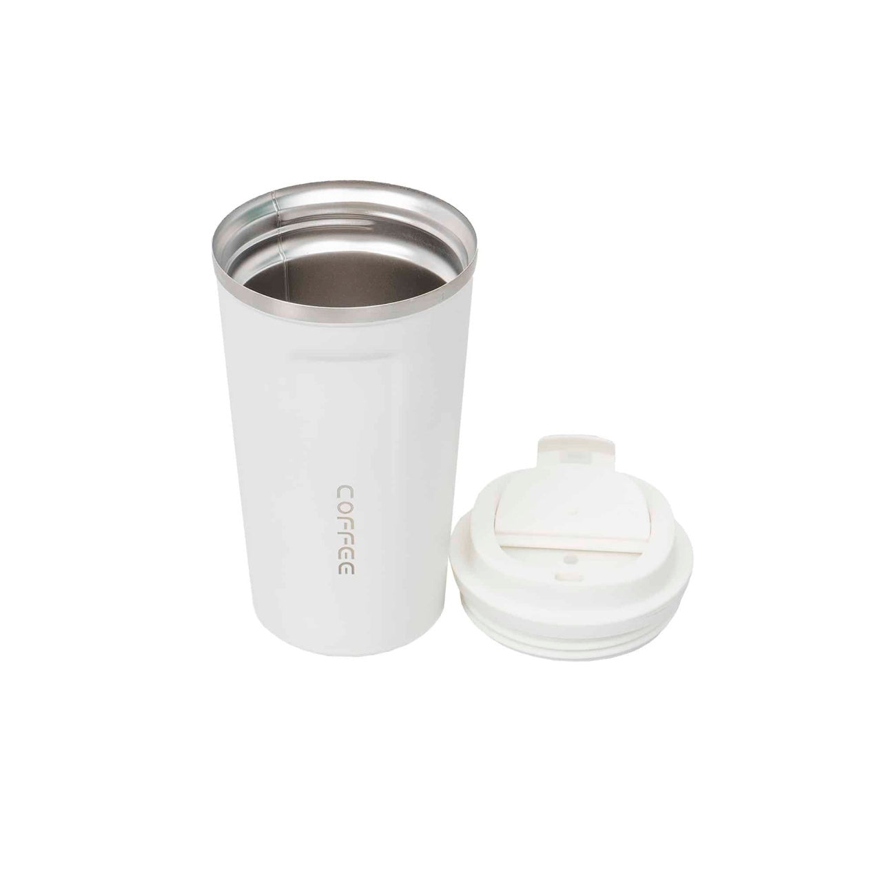Termos interior inox 380ml cu indicator temperatura si inchidere ermetica, alb
