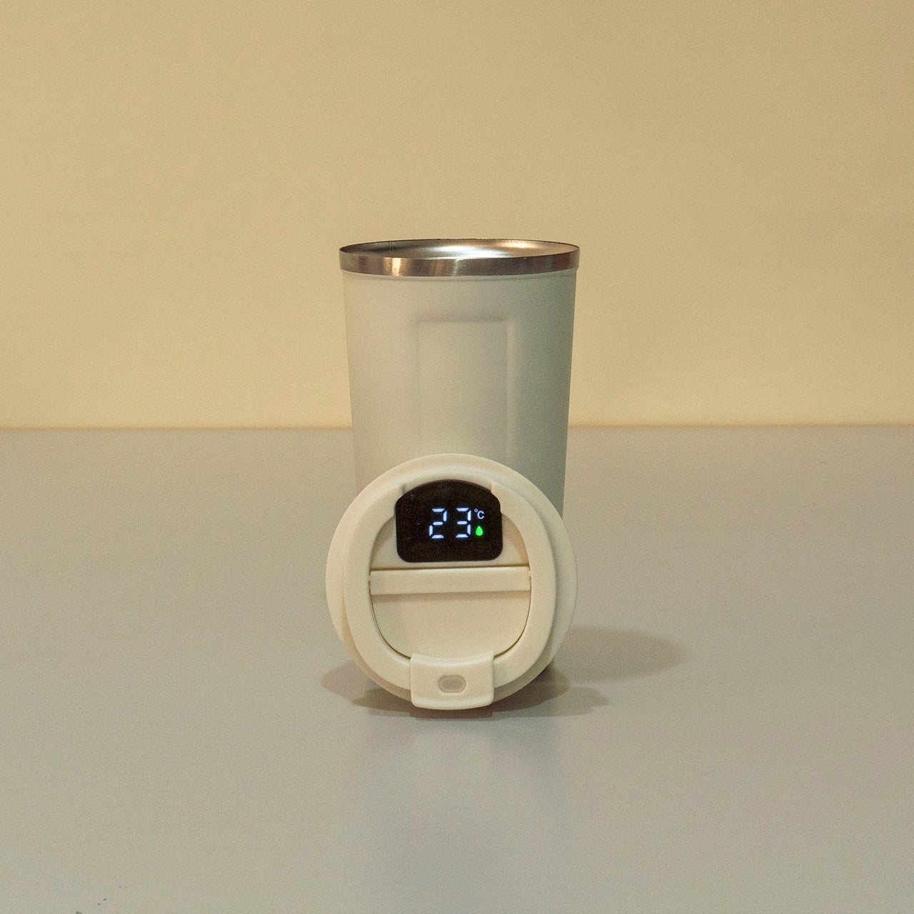 Termos interior inox 380ml cu indicator temperatura si inchidere ermetica, alb