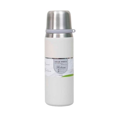 Termos interior inox 700ml cu capac pahar alb, sita si bratara transport
