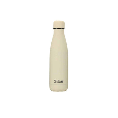 Termos sticla cu interior inox, capacitate 500ml, crem, pereti dubli
