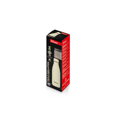 Termos sticla cu interior inox, capacitate 500ml, crem, pereti dubli