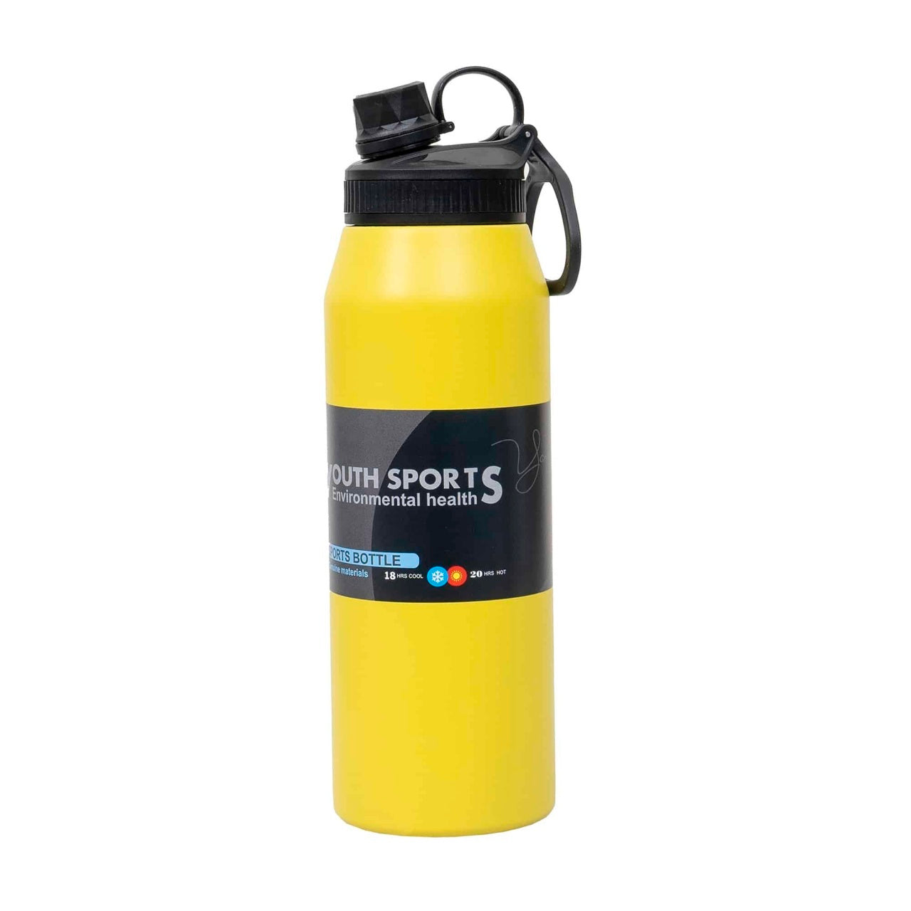 Termos YOUTH SPORTS inox 1L galben, model sticla, izolare eficienta