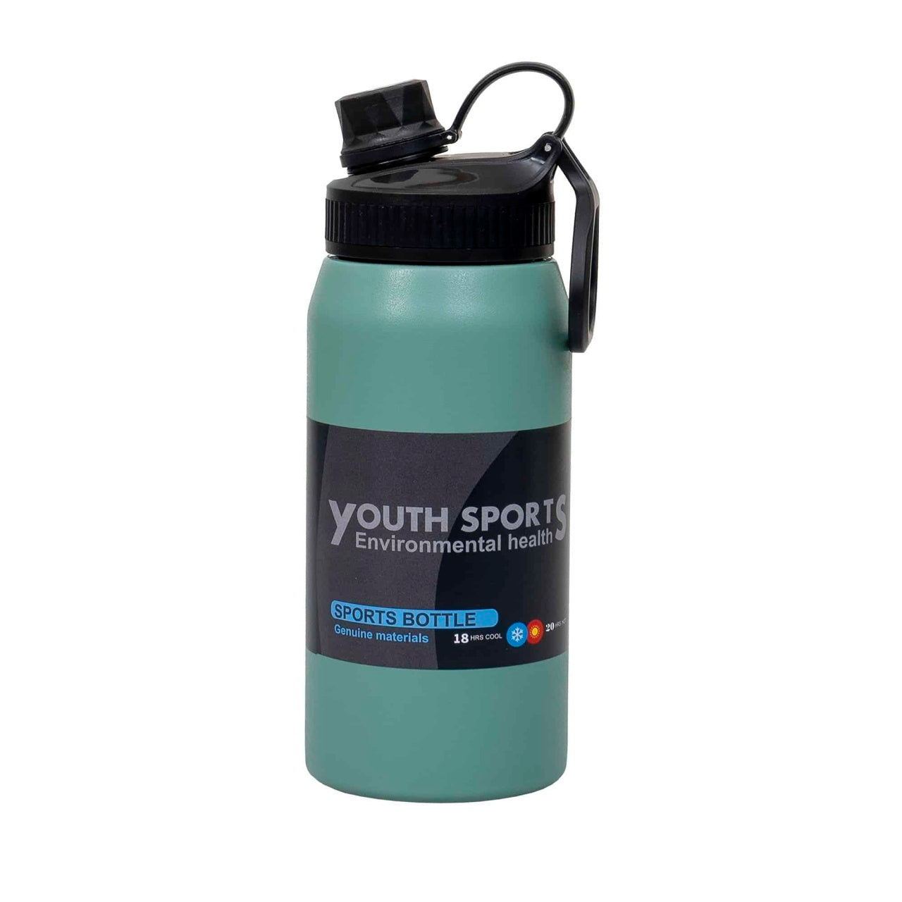 Termos YOUTH SPORTS, interior inox, capacitate 600ml, model sticla verde