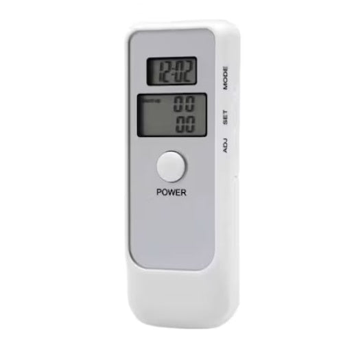 Tester de alcoolemie digital, cu baterii, functie ceas, alarma, termometru, acuratete ridicata, alb