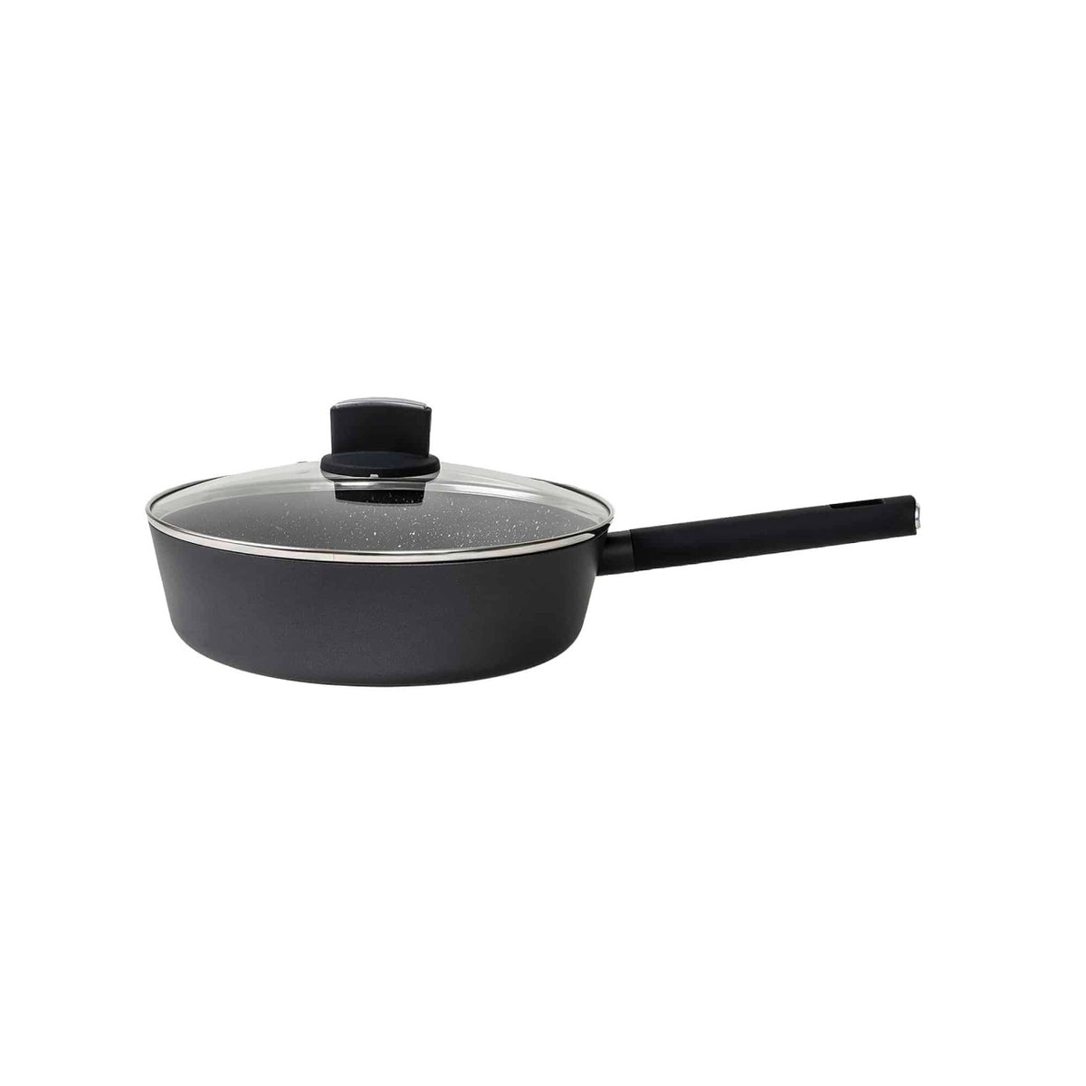 Tigaie adanca aluminiu cu capac 24cm, suprafata antiaderenta gri inchis