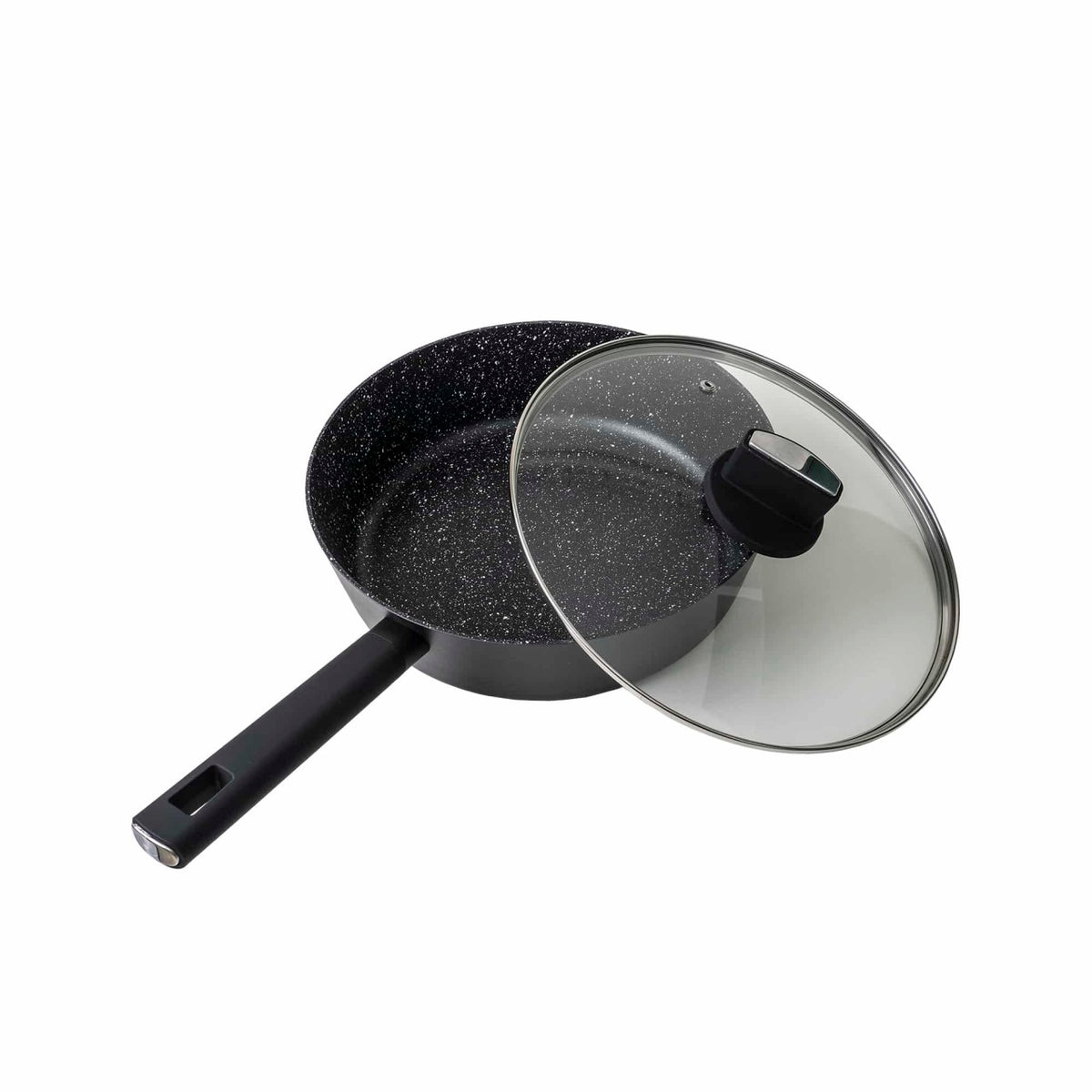 Tigaie adanca aluminiu cu capac 24cm, suprafata antiaderenta gri inchis