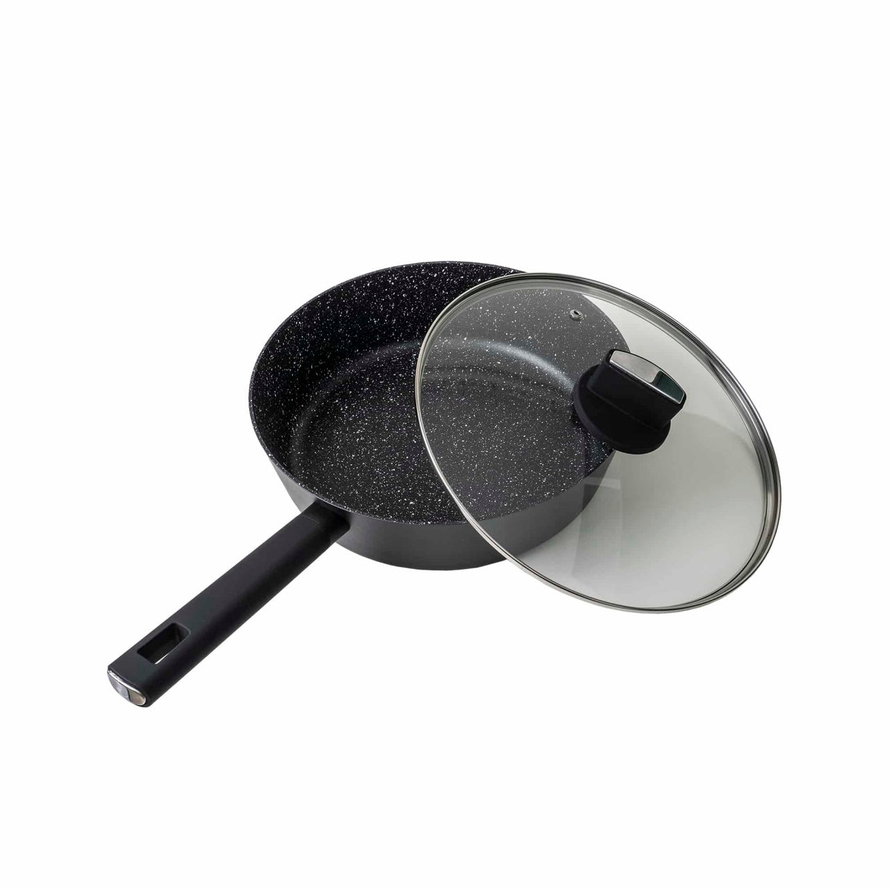 Tigaie adanca aluminiu cu capac, 28 cm, suprafata antiaderenta gri inchis