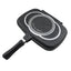 Tigaie dubla grill, interior antiaderent, manere din bachelita, confectionata din aluminiu, negru