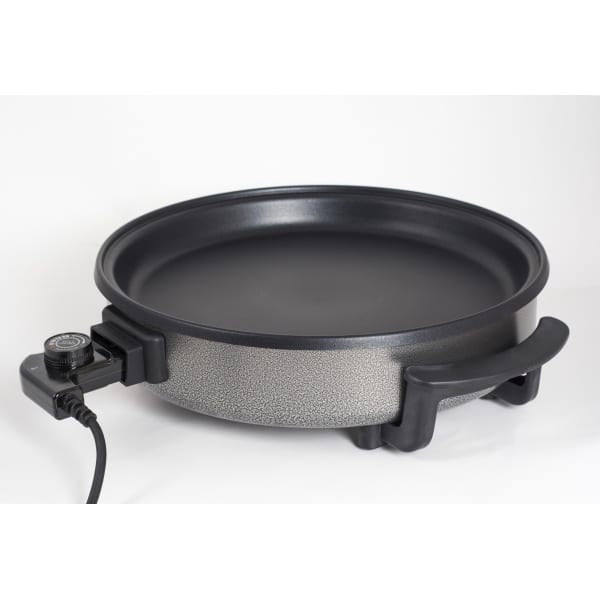 Tigaie electrica rotunda 38 cm cu termostat si capac de sticla, putere 1500W