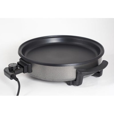 Tigaie electrica rotunda 38 cm cu termostat si capac de sticla, putere 1500W