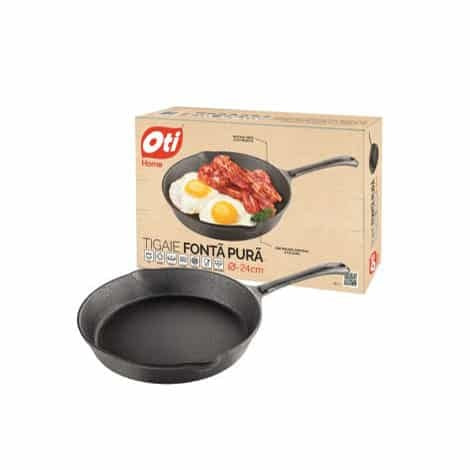 Tigaie fonta pura diametru 24 cm, capacitate mare calorica