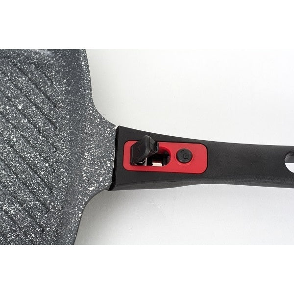 Tigaie grill 3in1 aluminiu 28 cm cu interior granit si maner detasabil soft touch