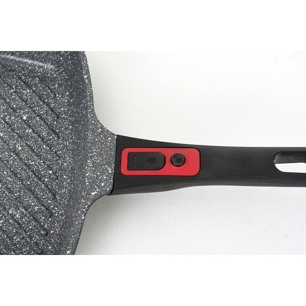 Tigaie grill 3in1 aluminiu 28 cm cu interior granit si maner detasabil soft touch