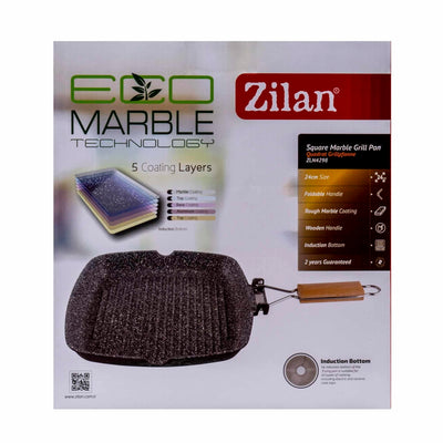 Tigaie grill aluminiu 24 cm cu interior granit si maner pliabil