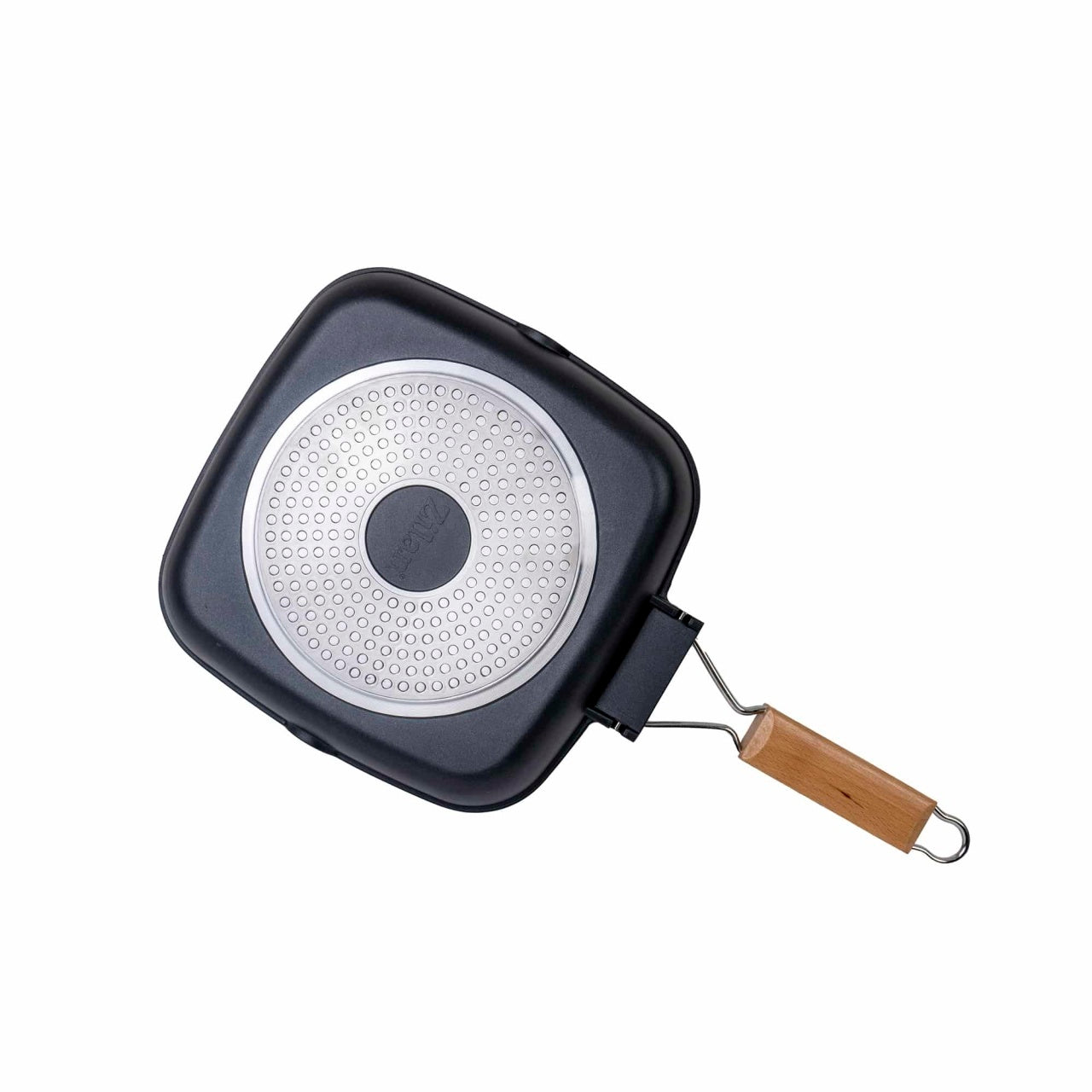 Tigaie grill aluminiu 24 cm cu interior granit si maner pliabil