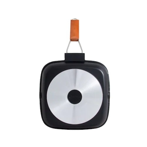 Tigaie grill FOXMAG24, cu capac de sticla, diametru 24 cm, negru