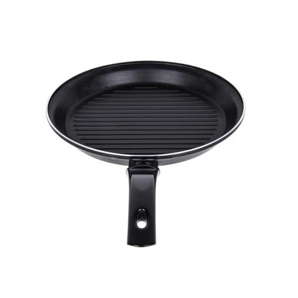 Tigaie grill neagra rotunda 28 cm, aluminiu cu strat neaderent